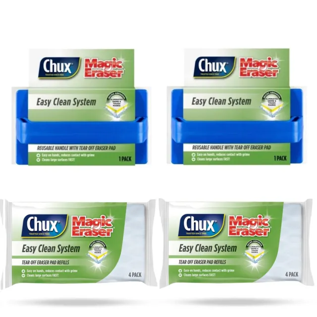 Chux Magic Eraser Kit 2 Handle + 10 Pad Easy Spot Sponge Kitchen Cleaner