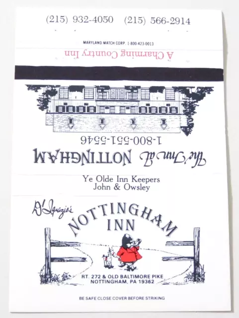 Nottingham Inn Matchbook Cover * Nottingham, Pa. *