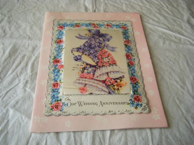Vintage Large Greetings Card,  On Our Wedding Anniversary, Padded, Bells