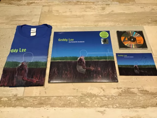 GEDDY LEE MY Favourite Headache 2xLP signed Autographed card/promoCD