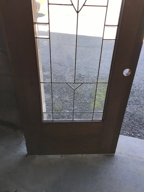 MARTOL338 Antique Burch Beveled and leaded glass door Tulip Design 34 x 78.75 8