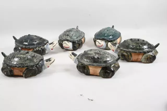 B56H21- 6x Keramik Deckeldose als Schildkröte