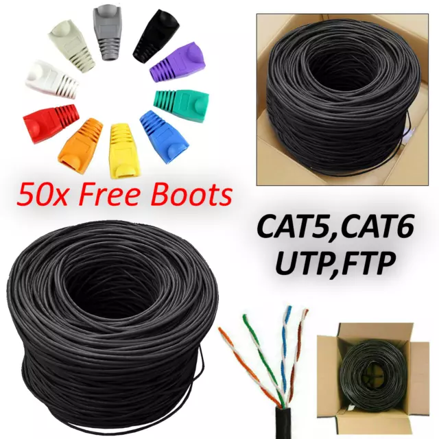 RJ45 Cat5 Cat5e Cat6 FTP UTP Ethernet Network Roll Cable Lead OUTDOOR UK Lot