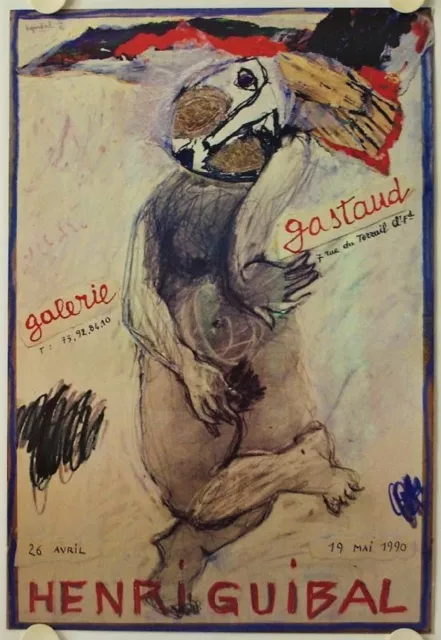 Affiche HENRI GUIBAL 1990 Exposition Galerie Gastaud - Clermont Ferrand