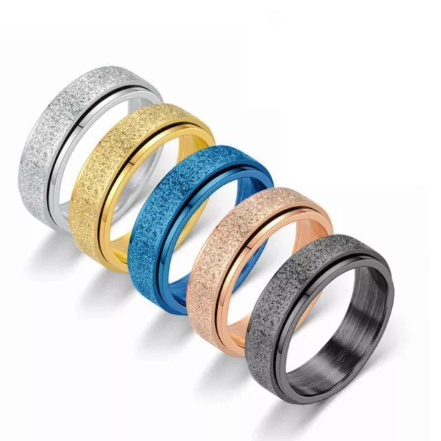 Anti-anxiety Spinner Fidget Rotating Ring Titanium Steel Rings Woman Men Jewelry