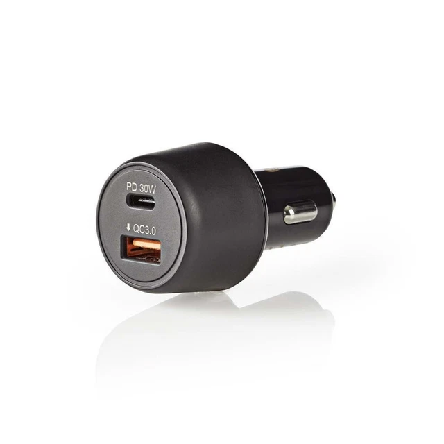 NEDIS Chargeur de Voiture  3.0 A  USB (QC 3.0)/USB-C  Power Delivery 30 W  Noir