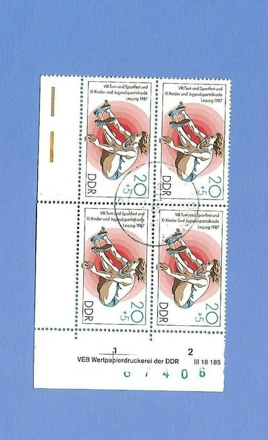 DDR DRUCKVERMERK 1987 - gestempelt°used/Bedarf - MiNr.3113 = 4x "Jugendsport"