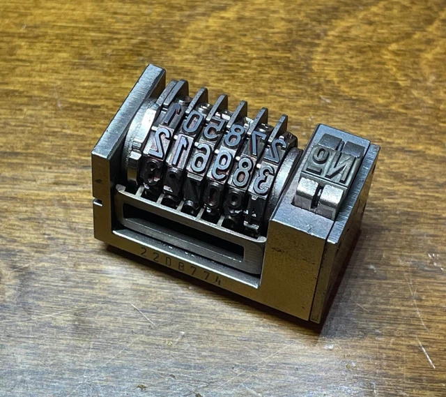 Atlantic Zeiser Model 12 Letterpress Numbering Machine *Counts Forward* Gothic
