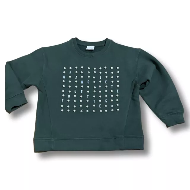 Zara Girls Green Pearl Studded Sweatshirt (Girls) Size 7 