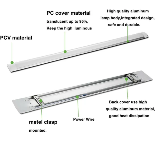 LED Strip Light Batten Tube Office Shop 1FT 2FT 3FT 4FT 5FT Garage Ceiling Lamp 2