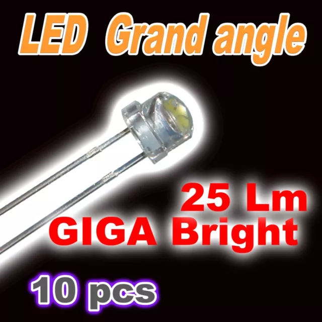 402/10# Ultra LED 5mm blanc  Grand angle 25lm garanti !! 10pcs LED blanche