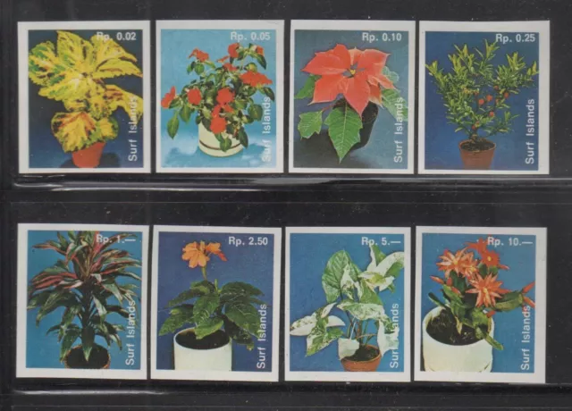 1994 - Surf Island Plantes, Fleurs 8 timbres non dentelés NSC - Lot888