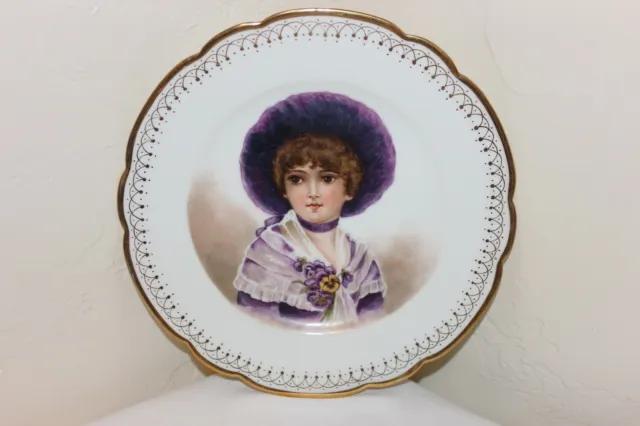 Antique H & Co Limoges Hand Painted Porcelain Plate Signed " M. J. Gray 1888"