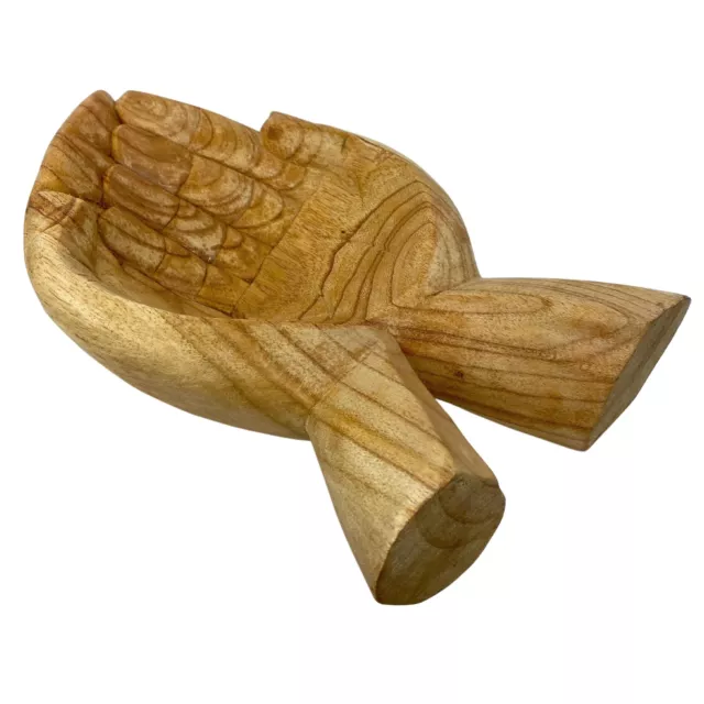 BUDDHA Mudra Offering Bowl HANDS Carved wood Sculpture Bali Art