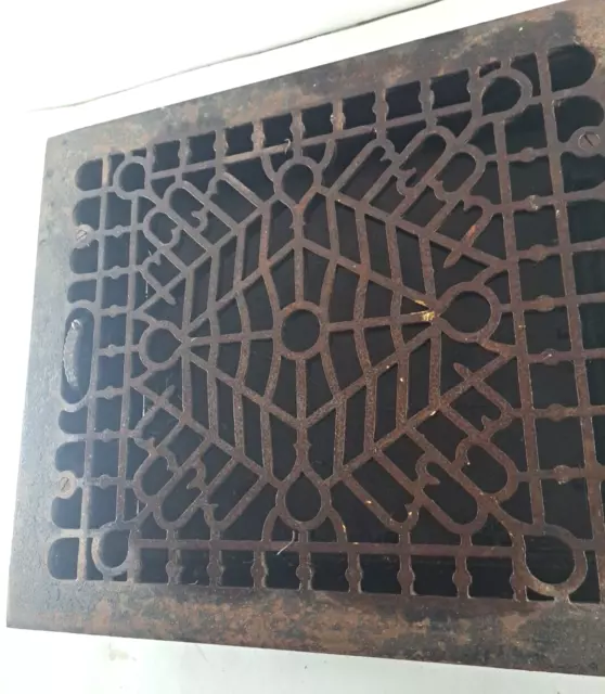 Vintage Cast Iron Floor Wall Register Vent Grate 12x14 Victorian Restoration 3