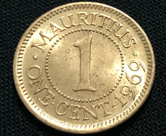 Mauritius 1 Cent 1969. World Coin. Queen Elizabeth's 1st Portrait KM 31