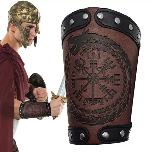 Arm Guard Armor Cuff Leather Bracer Costume Medieval Cosplay Wristband