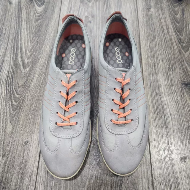 ECCO Shoes Womens 41 Jogga Athletic Low Top Sneakers Orange Gray Fabric Lace Up