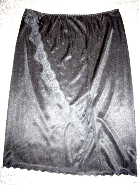 Slip Mezza Vita In Raso Nylon Nero Taglia Med 14-16 Amabili