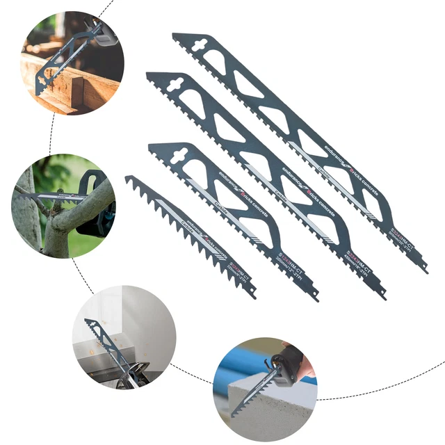 4 Pieces Reciprocating Saw Blade-Demolition Masonry Hard Carbide Saw Blade Blue