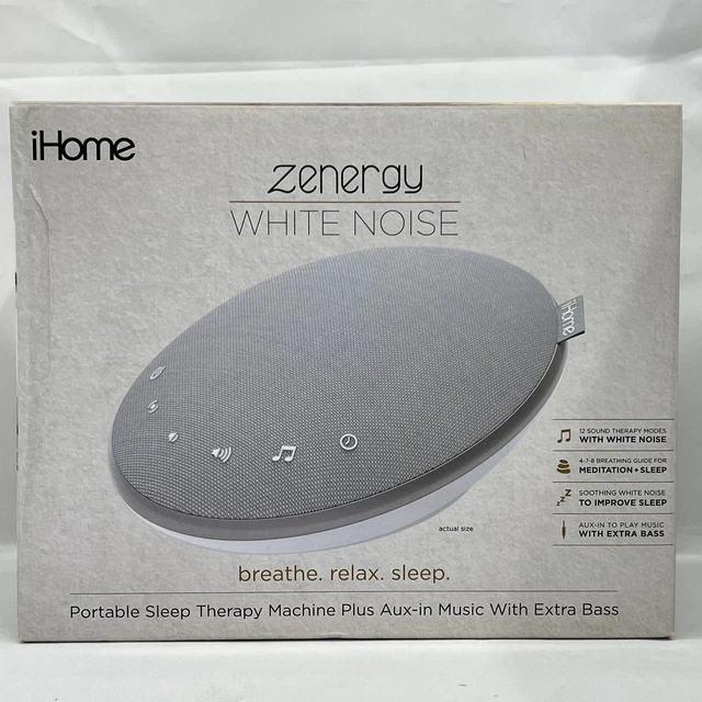 Máquina de terapia de sueño de ruido blanco iHome Zenergy más música auxiliar con bajo extra