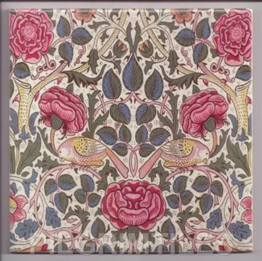William Morris Bird Rose Kiln Fired Ceramic or Porcelain Tile Kitchen Bath ref 2