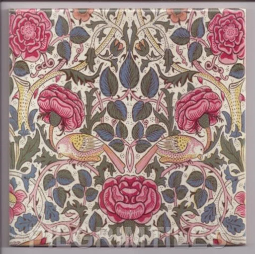 William Morris Bird Rose Kiln Fired Ceramic or Porcelain Tile Kitchen Bath ref 2