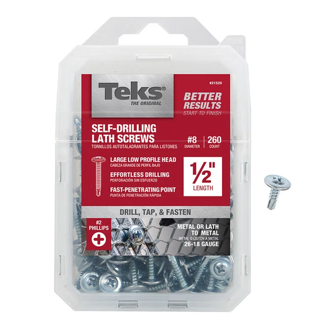 Teks 21520 Zinc-Plated Steel Indoor Phillips Truss Head Lath Screw #8 x 1/2 in.