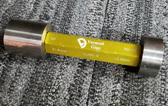 Vermont Gage Class X 51.80mm Go 52.80mm No Go Plug Gage - In Great Condition!