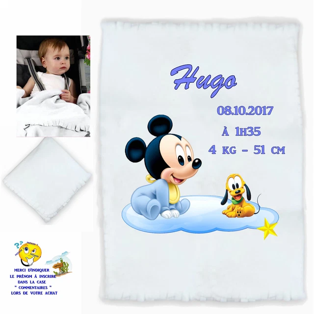 plaid bébé personnalisé cadeau naissance prenom texte choix réf 05