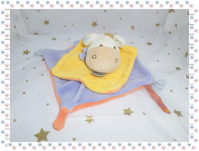 ⑯ - Doudou Plat Ane Jaune Mauve Orange  Graines de Doudou Doudou et Compagnie