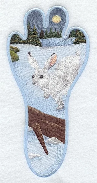 Embroidered Long-Sleeved T-Shirt - Rabbit Track Winter A2597 Sizes S - XXL