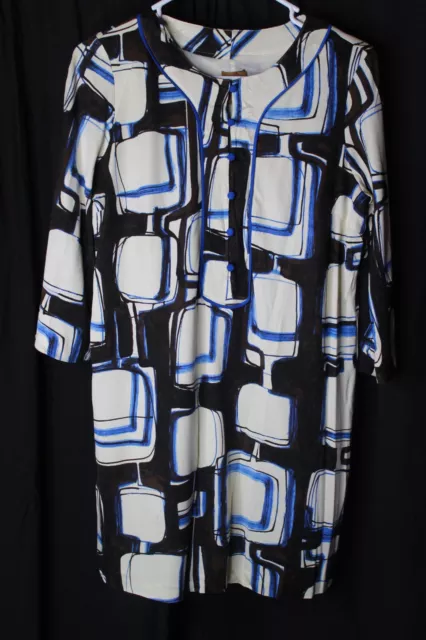 Ali Ro Retro 6 P Ivory Blue Black Short Silk Women's Dress