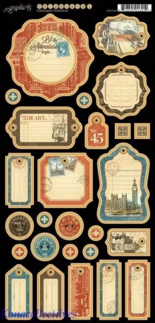 Graphic 45 Cityscapes Chipboard #1 Journaling Vintage City London, New York