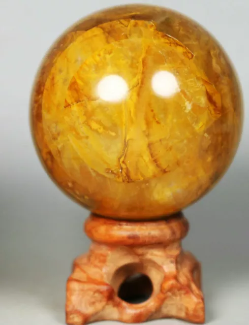 NATURAL Yellow PHANTOM MULTI-INCLUSIONS Rainbow CRYSTAL polishing sphere Ball