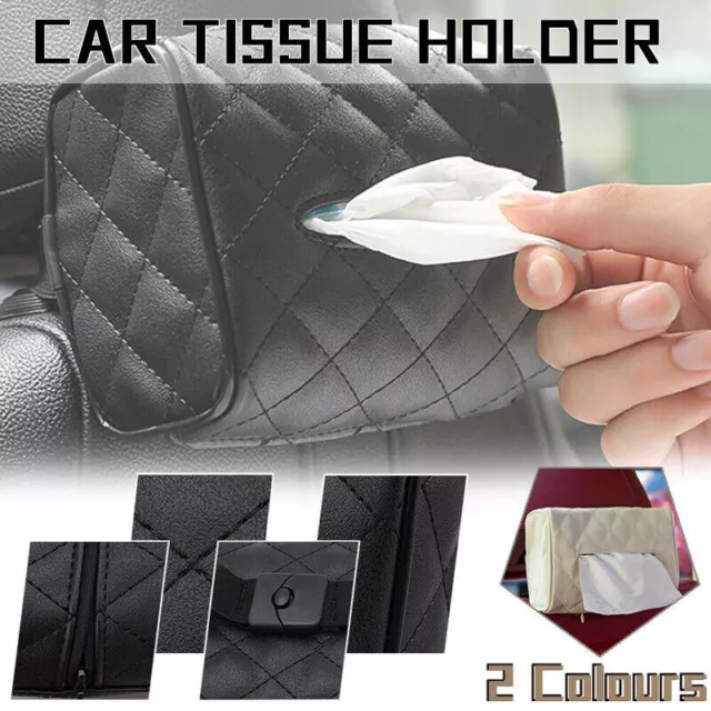 PU Check Tissue Box Cover Home Table Car Storage Organiser Napkin Case Holder