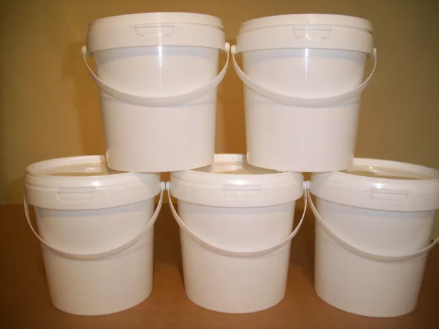 24 x 1 litre food grade tamper evident plastic buckets tubs with handles & lids