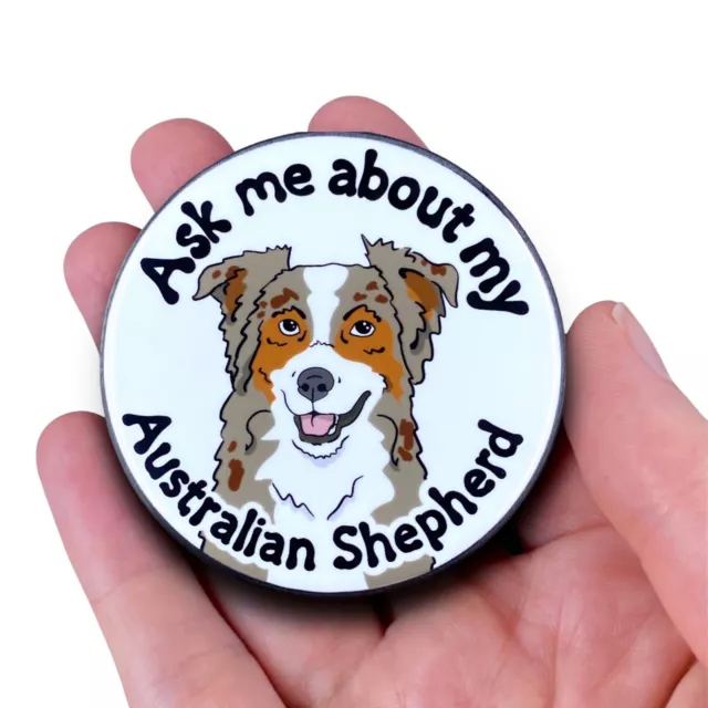 Australian Shepherd Dog Pinback Button Pin Accessories 2.25" - Red Merle