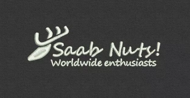 Saab Nuts! Official Merchandise. Contrast Hooded Top with embroidered logo.