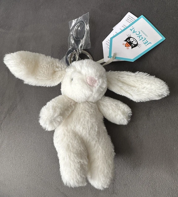NEW JELLYCAT CREAM Bashful Bunny Bag Charm Keyring Mini Rabbit Key