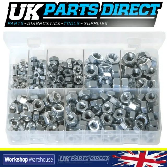 360 Pc Steel Nuts Kit - Metric Fine - 350 Pieces - Assorted Garage Workshop Box