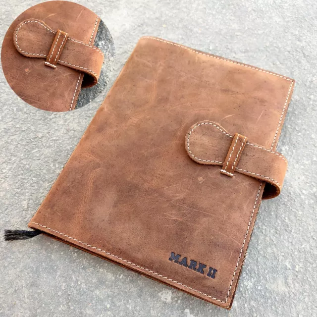 Genuine Leather A5 journal cover with card slots  - vintage rustic leather