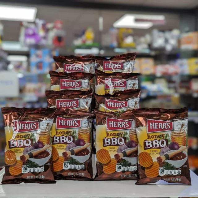 Herrs Ripples Honey BBQ Chips 28g x 10 Bags USA Import