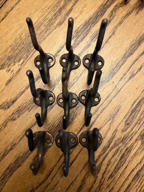 Lot of 5 mixed vintage Metal Threaded Wire Hooks Coat hooks Farmhouse  antique