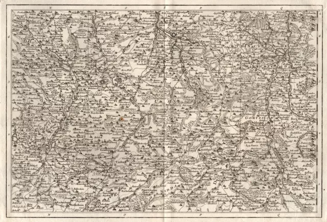 Marburg Fulda Original Kupferstich Landkarte Julien 1758