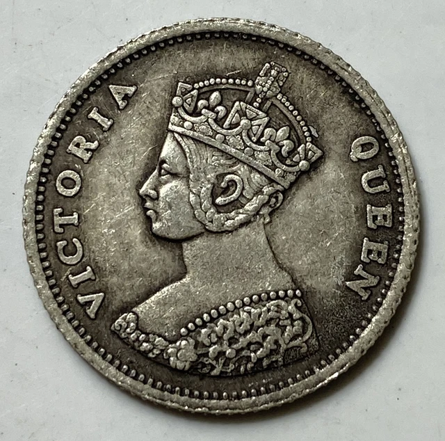 China Qing Dy Victoria Ten Cents Queen 1863 Hong Kong Old Silver Coin D:19.3Mm
