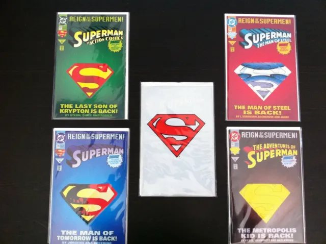 SUPERMAN REIGN OF THE SUPERMEN Die-Cut Cover & Adventure 500 NM 5 Issue Set DC