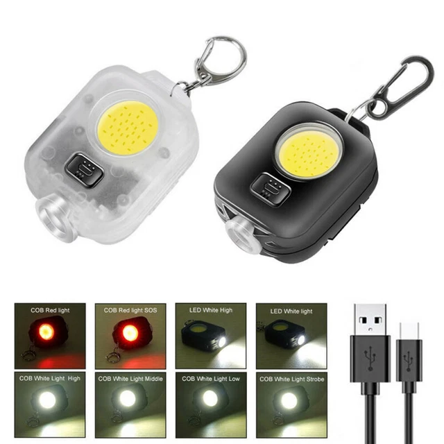 800LM Mini LED Flashlight Torch COB Work Light USB Portable Pocket Keychain Lamp