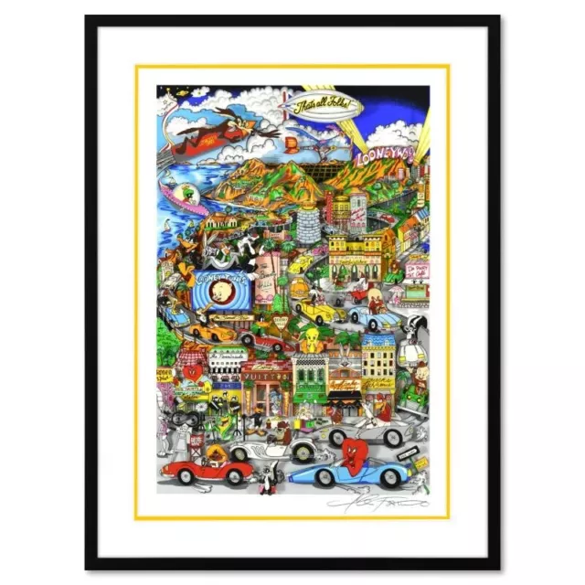 CHARLES FAZZINO " LOONEYWOOD " 03 3-D FRAMED Looney Tunes HAND SIGNED COA DX ED