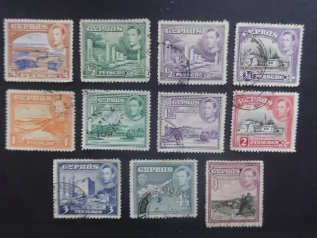 Cyprus, George Vl, 1938, part set of 11, used